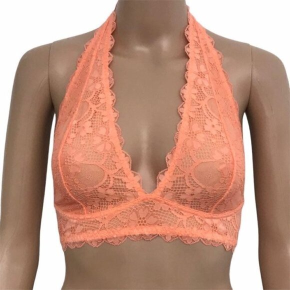 Free People Galloon Lace V-neck Halter Bralette - Picture 1 of 12